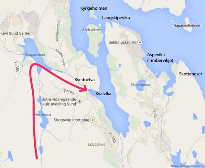 Det var nok vassføring i kvednelva ned til Kvalvågen til å plassere ei 